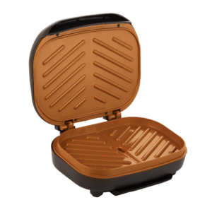 Brentwood TS-606BK 2-Serving Non-Stick 750w Indoor Electric Copper Grill and Panini Press, Black