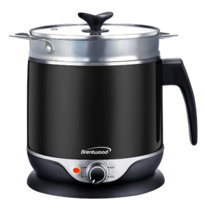 Brentwood HP-3019BK 1.9-Quart Stainless Steel Cordless Electric Hot Pot Cooker and Food Steamer, Stainless Steel