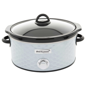 Brentwood SC-140W Scallop Pattern 4.5 Quart Slow Cooker, White